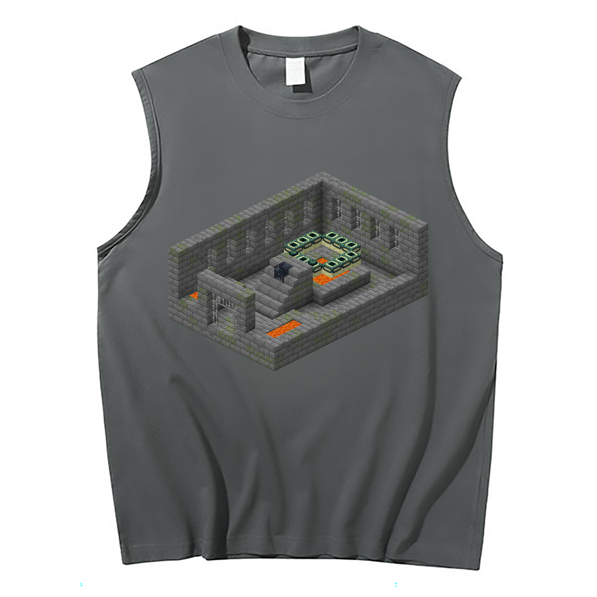 （画像用） マインクラフト ブロックの世界 Minecraft MC Block world コットン100％タンクトップ（フロントプリント）